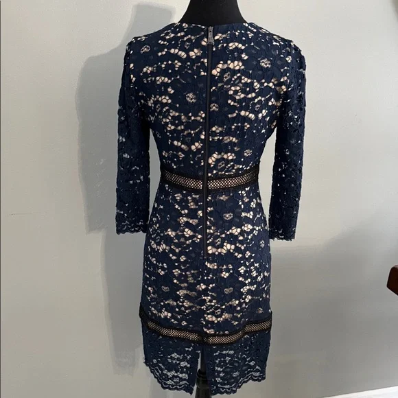 Flawless Vince Camuto Navy Lace Long Sleeve Dress - Picture 3 of 10
